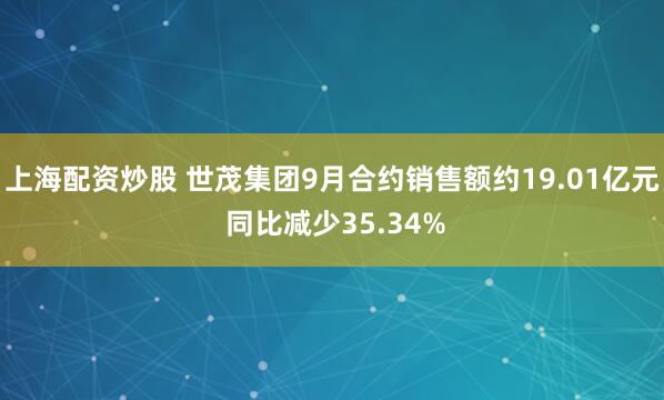 上海配资炒股 世茂集团9月合约销售额约19.01亿元 同比减少35.34%